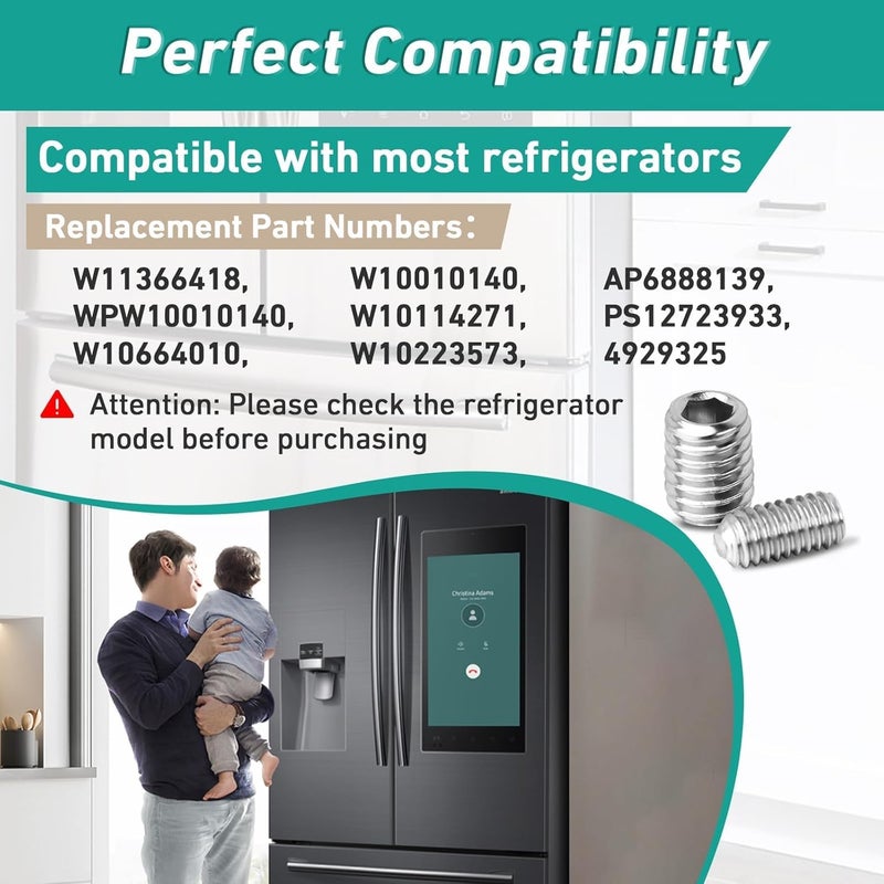Gfdoso 10 Packs W11366418 Refrigerator Freezer Door Handle Mounting Set Screw Compatible with Most Refrigerators, AM 1-5-1 - EA221008/EA230910 - Equipped with Hex Wrench for Installatio - Image 4